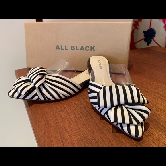 All Black Shoes - Black and White Mules